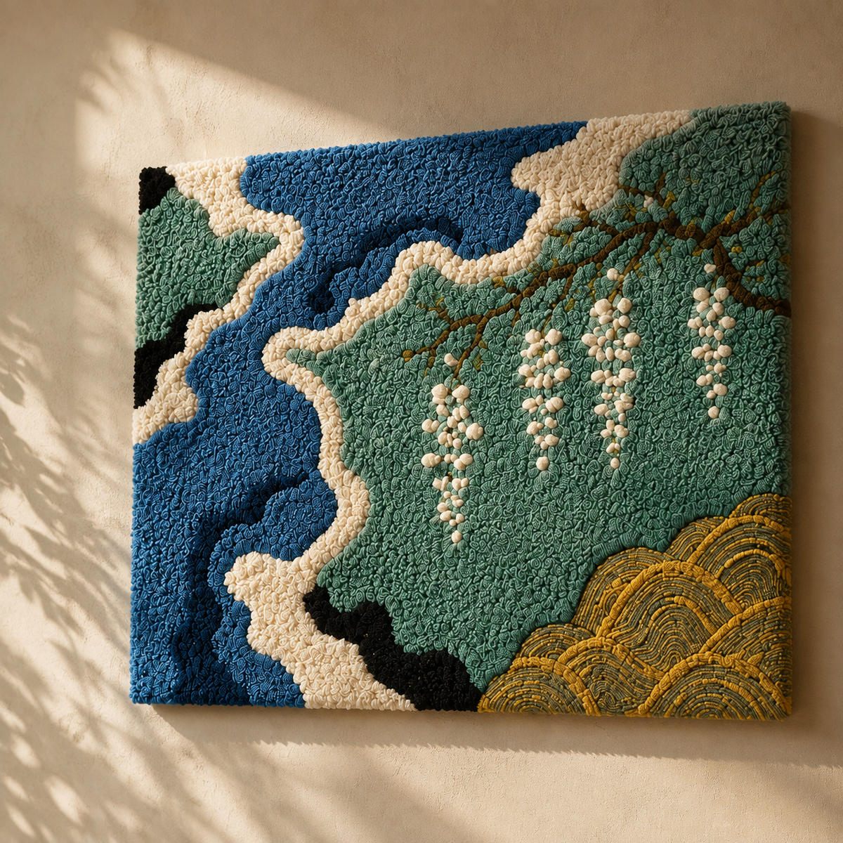 Hewn Earth River Delta wall art, abstract design in earthy tones, featuring flowing lines and textured surface for modern home decor.