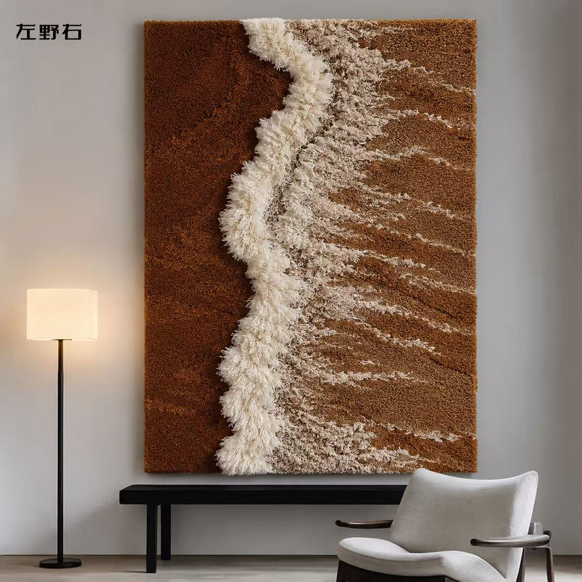 Hewn Earth Sand River HE-0266 wall art, abstract earthy-toned canvas featuring flowing sand-like patterns for modern decor.