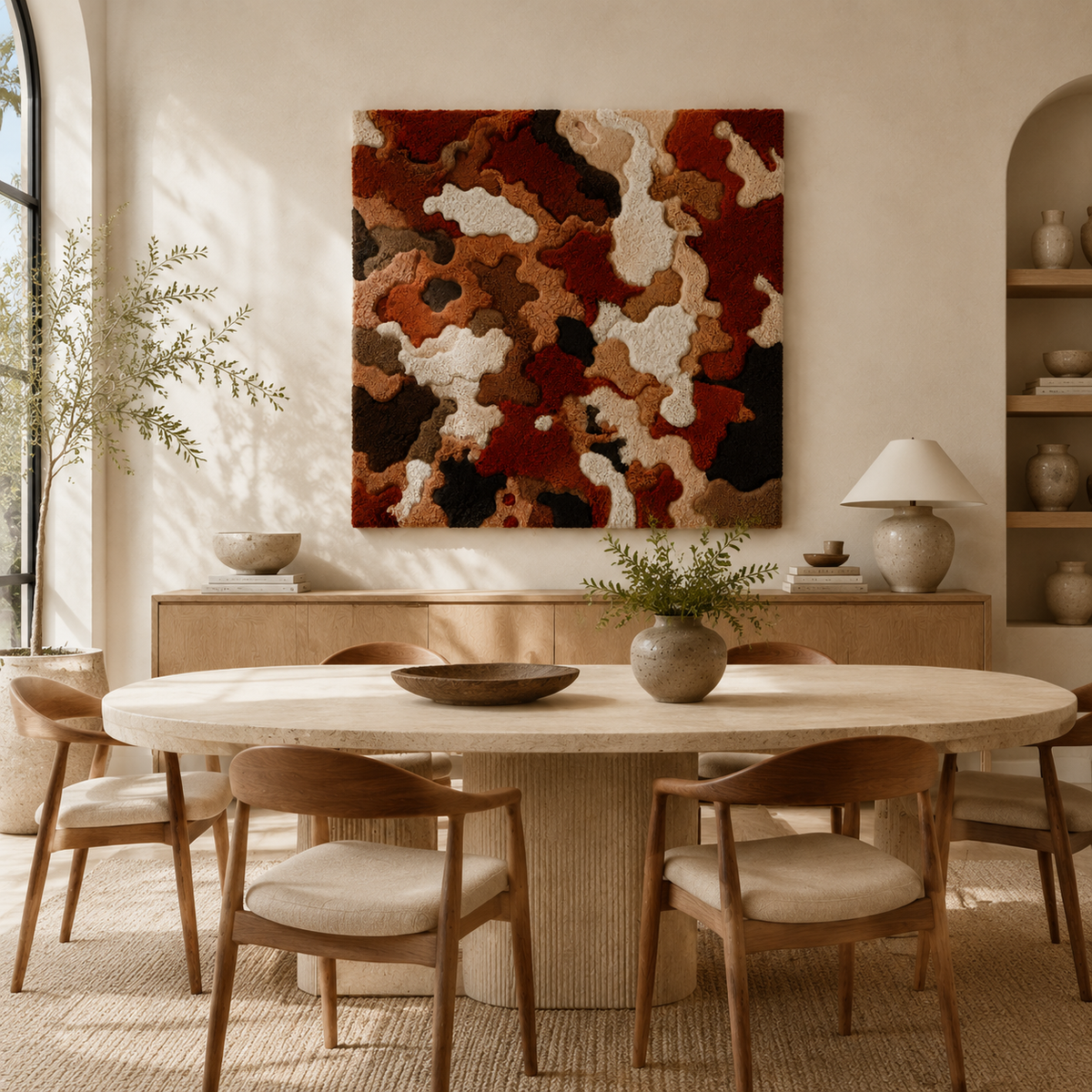 Autumn Mosaic wall art by Hewn Earth featuring warm mosaic patterns with earthy tones on a neutral background.
