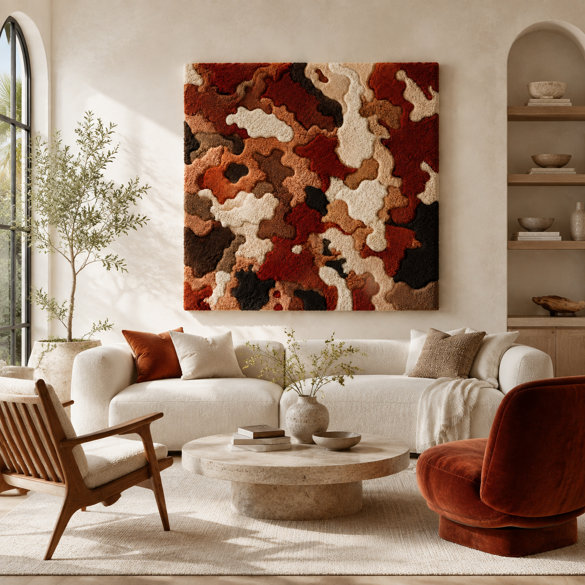 Autumn Mosaic wall art by Hewn Earth featuring warm mosaic patterns in earthy tones on a canvas background.