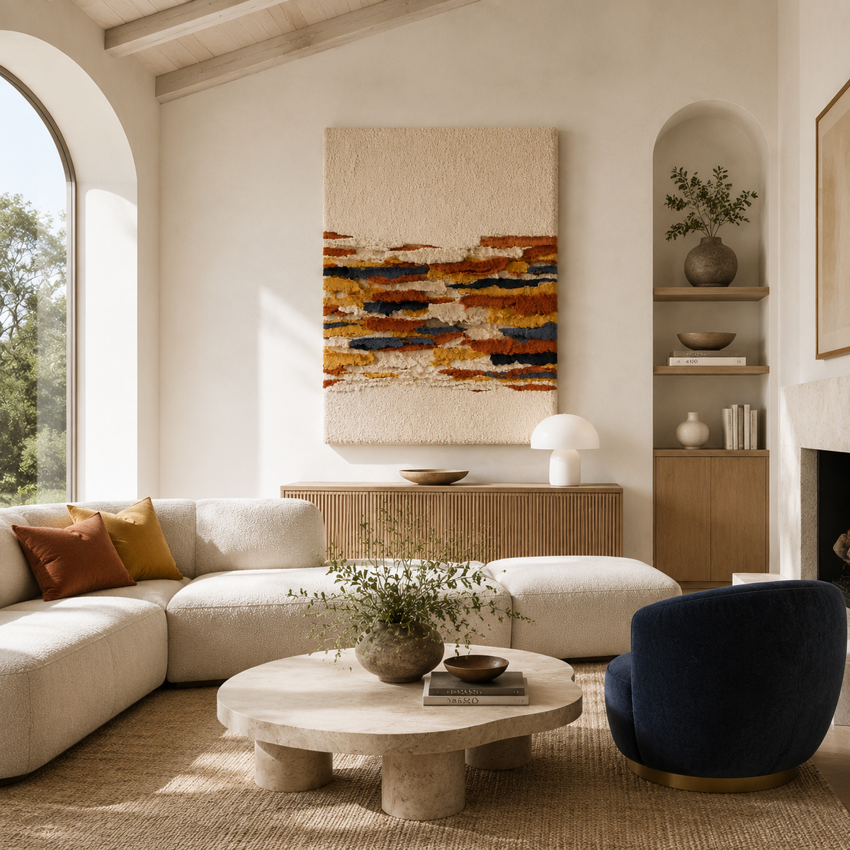 Hewn Earth Horizon Lines HE-0268 wall art featuring abstract horizon design in neutral tones on canvas or print