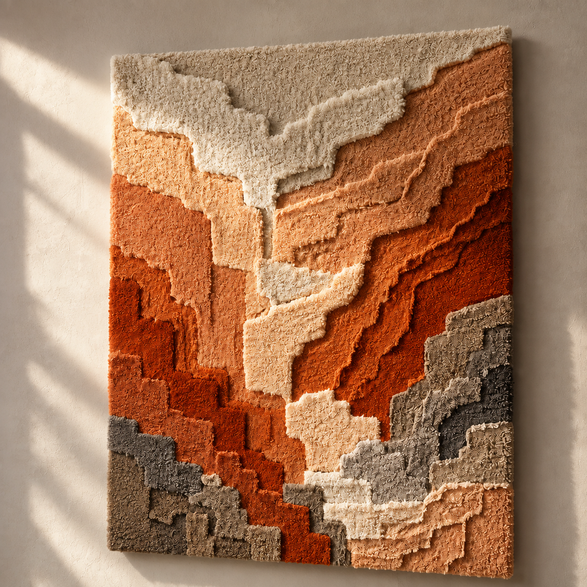 Hewn Earth Canyon Fold HE-0269 wall art featuring abstract mountain landscape in earthy tones, ready for modern home decor.