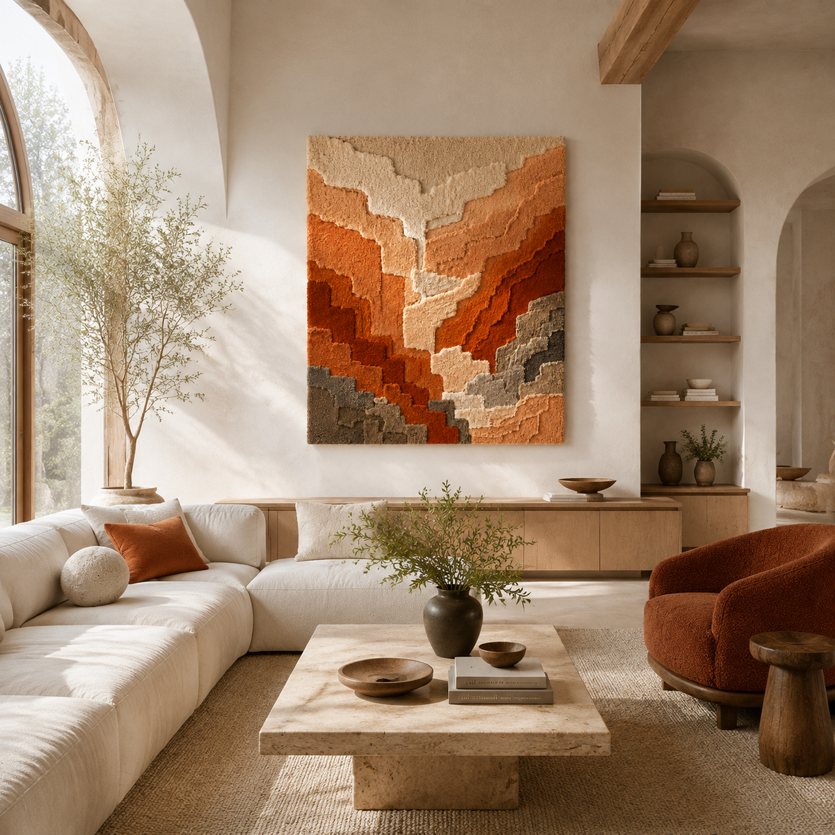 Hewn Earth Canyon Fold HE-0269 wall art featuring a textured, earthy-toned abstract design suitable for modern interior decor