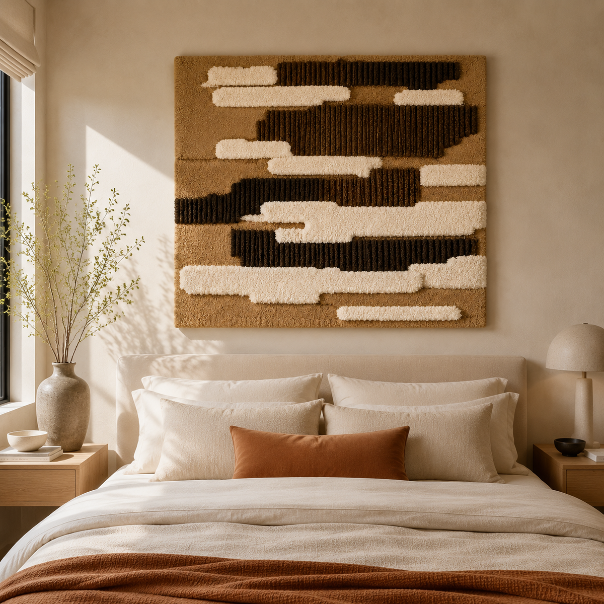 Black and white wall art featuring geometric step design by Hewn Earth, suitable for modern home decor.