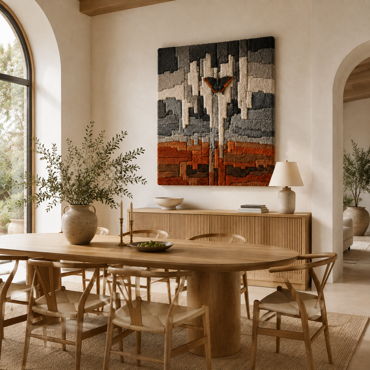 Urban Reflection wall art by Hewn Earth featuring abstract cityscape design in vibrant colors.