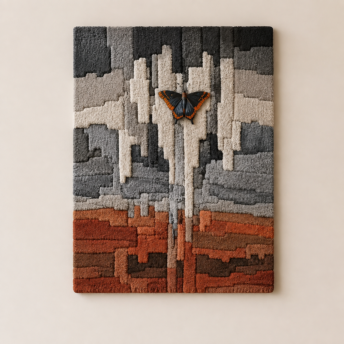 Urban Reflection wall art by Hewn Earth featuring abstract urban cityscape design in neutral tones.