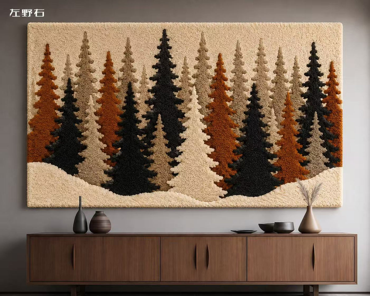 Hewn Earth Pine Grove wall art, HE-0273, wooden wall decor with detailed pine tree design, natural and rustic style.