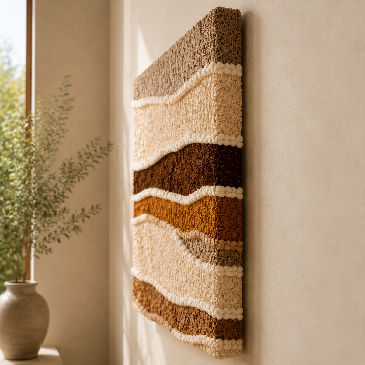 Hewn Earth Dune Lines HE-0274 wall art featuring abstract, textured design in neutral tones for modern interior decor