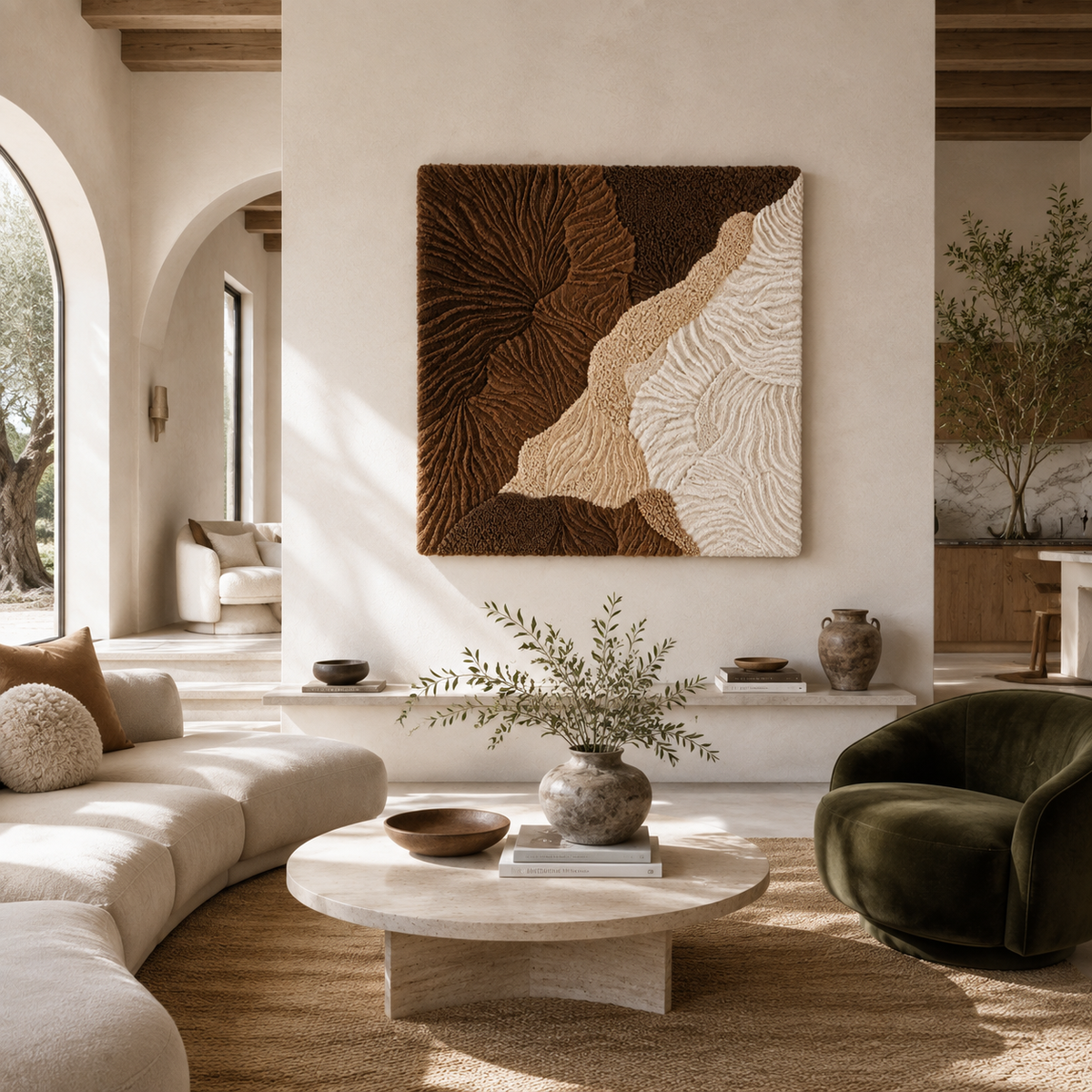 Hewn Earth Earth Divide HE-0275 wall art featuring a textured, earthy-toned abstract design on a neutral background.
