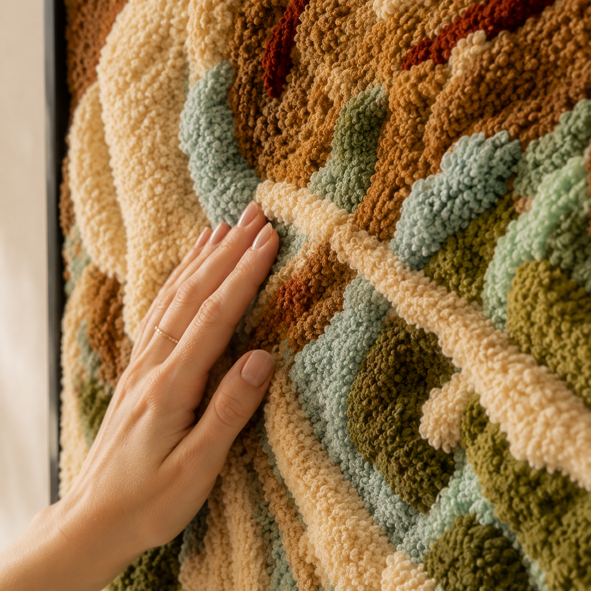 Hewn Earth Topographic Relief wall art featuring detailed textured landscape in neutral tones, suitable for modern home decor.