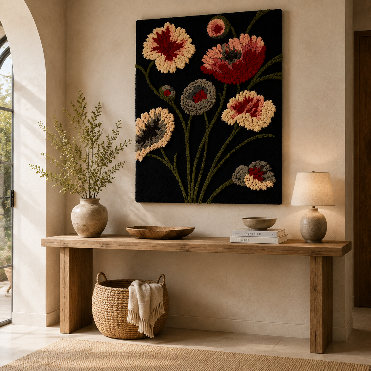 Hewn Earth Night Garden wall art featuring vibrant, colorful floral and nighttime garden scene in a decorative wall art piece