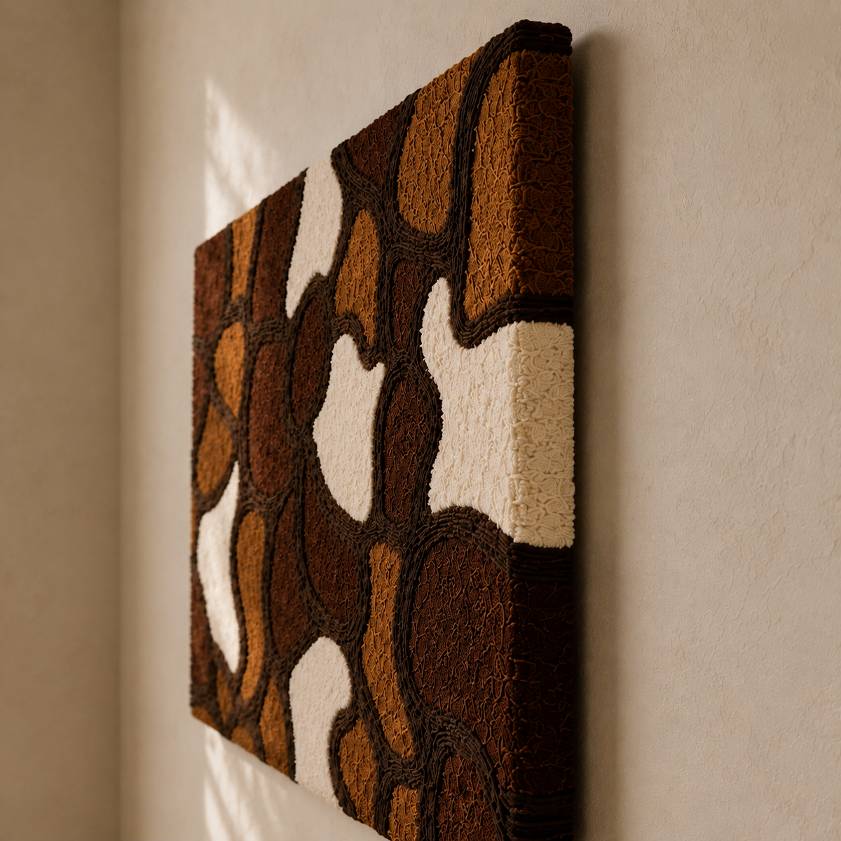Colorful Cocoa Pebbles wall art by Hewn Earth featuring vibrant, textured cereal-inspired design on a neutral background.