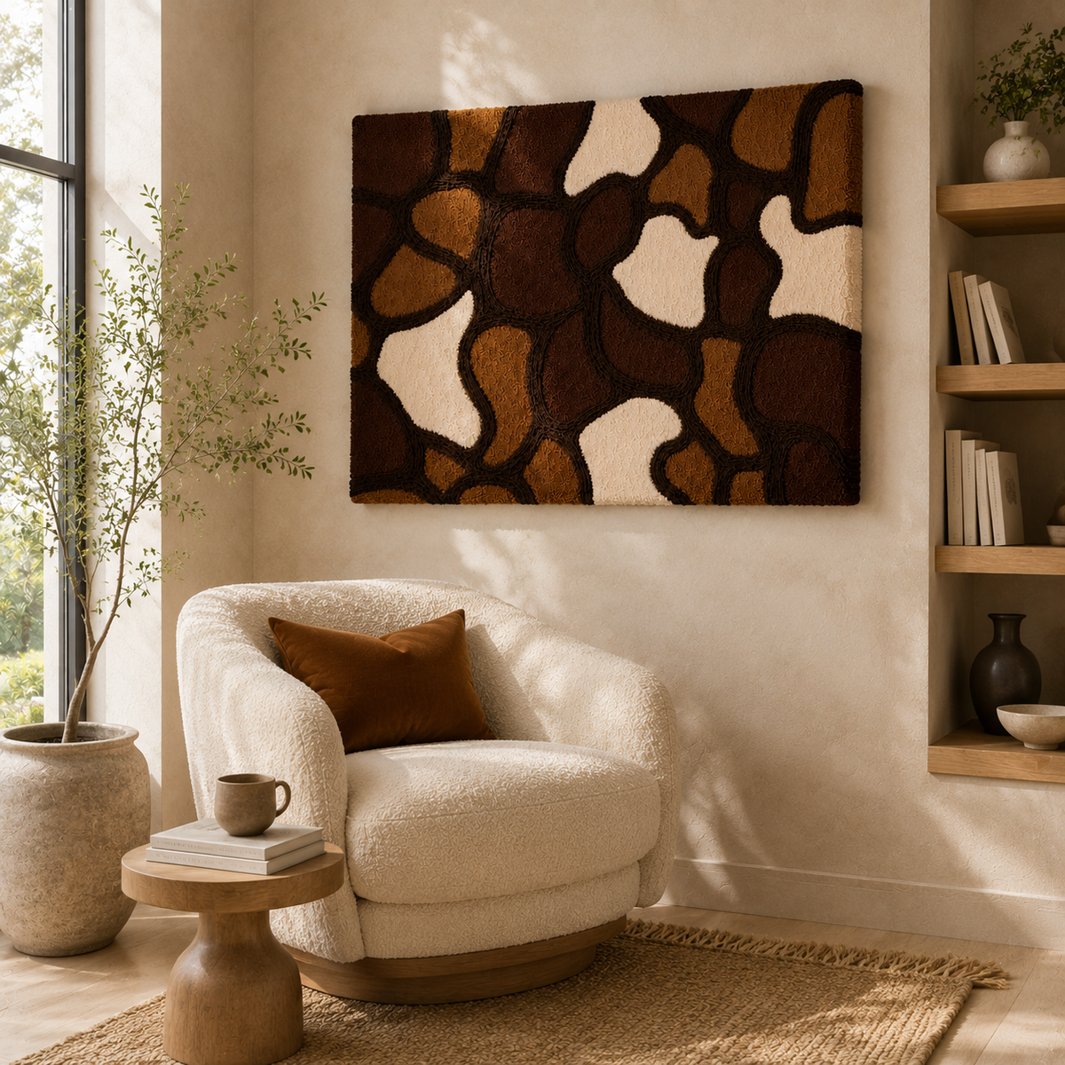 Colorful Cocoa Pebbles wall art by Hewn Earth, featuring vibrant cereal-themed design on a textured background.
