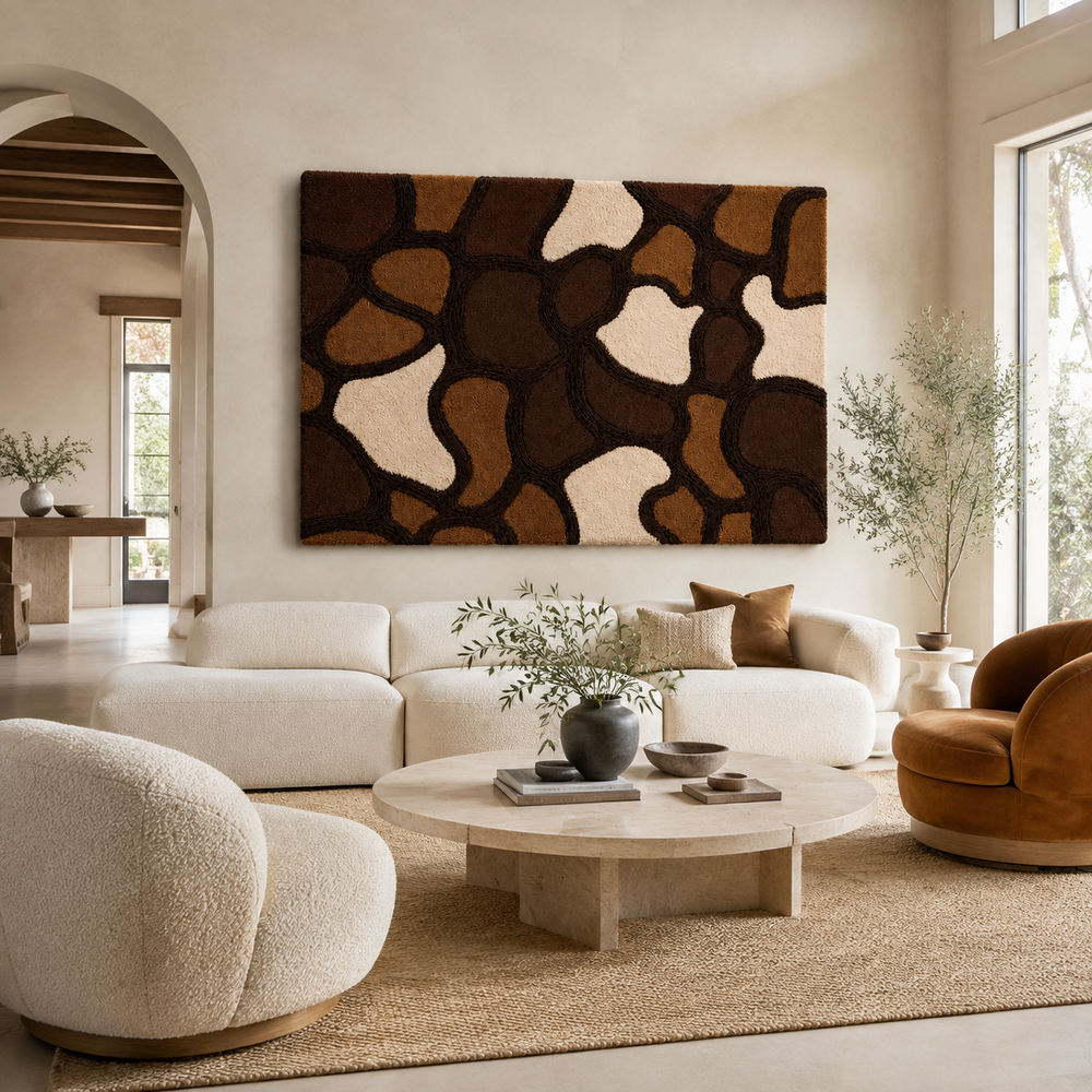 Colorful Cocoa Pebbles wall art by Hewn Earth, featuring vibrant cereal shapes and textures for playful home decor.