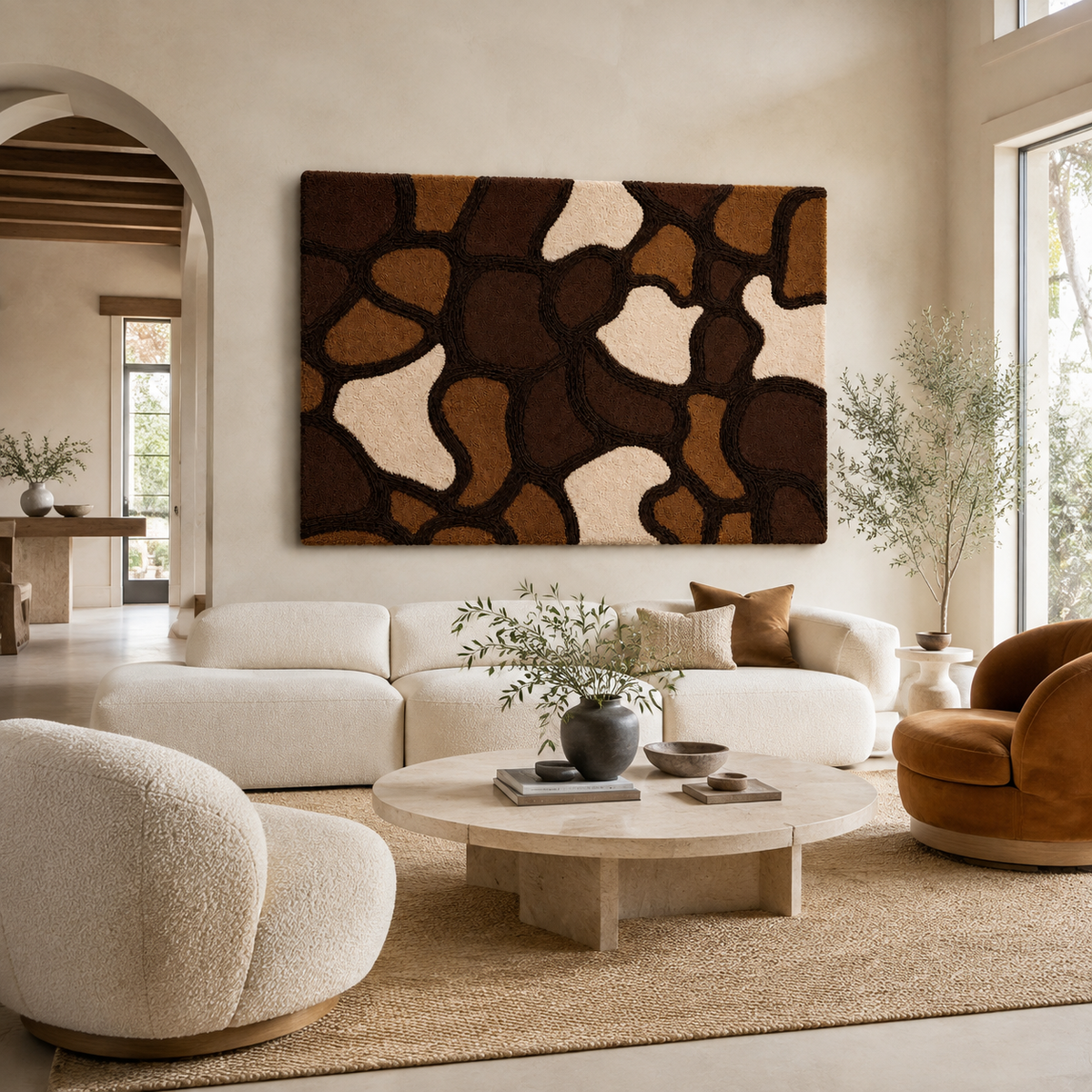 Colorful Cocoa Pebbles wall art by Hewn Earth, featuring vibrant cereal shapes and textures for playful home decor.