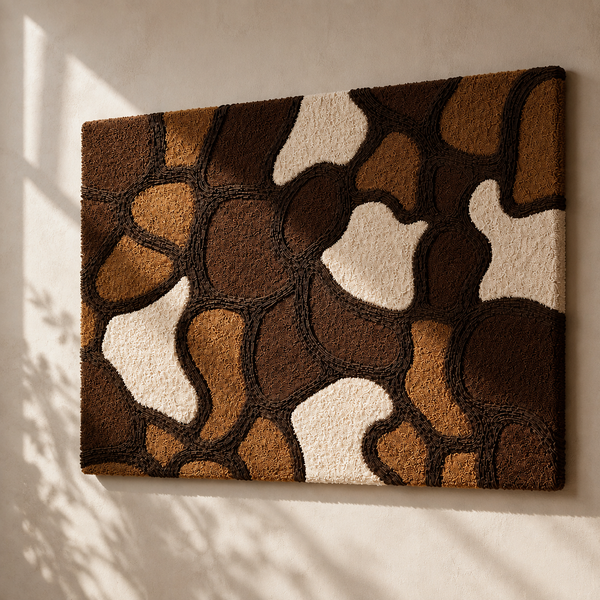 Colorful Cocoa Pebbles wall art by Hewn Earth, featuring vibrant pebble-shaped design on a textured background.