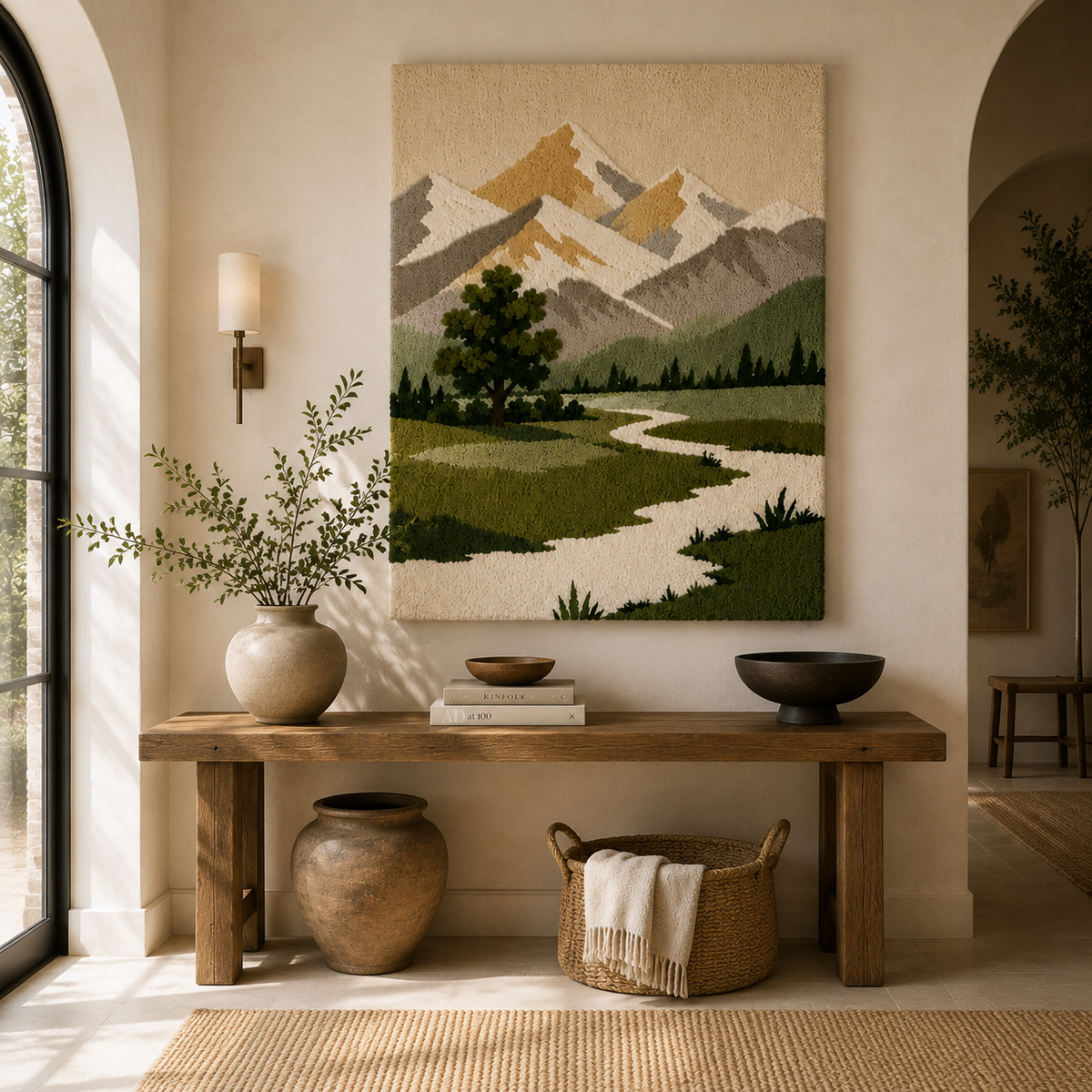 Hewn Earth Alpine Valley wall art, HE-0287, featuring scenic mountain landscape in a stylish framed print.