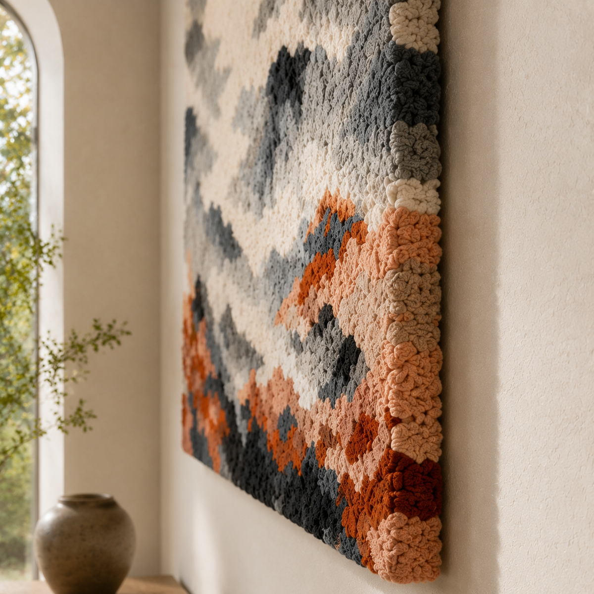 Hewn Earth Storm Mountains wall art featuring a scenic mountain landscape in a natural, artistic style.