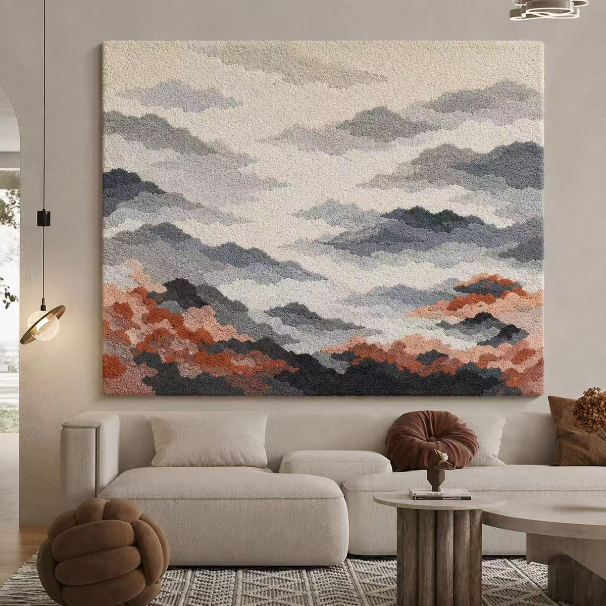 Hewn Earth Storm Mountains wall art featuring a scenic mountain landscape in a framed print.