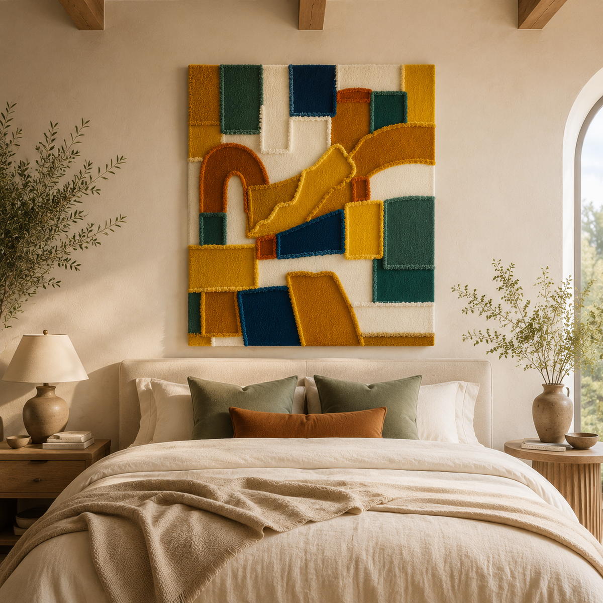 Sunrise Arches wall art by Hewn Earth, featuring warm hues and abstract arch design on a canvas.