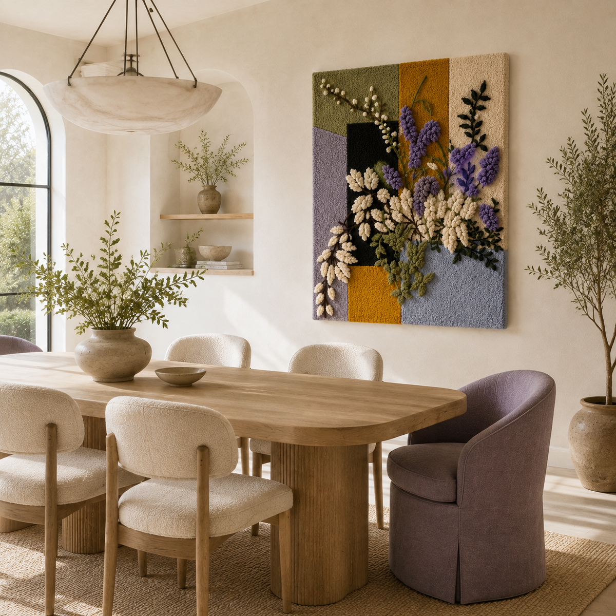 Lavender still life wall art by Hewn Earth featuring a vibrant lavender bouquet in a rustic setting.