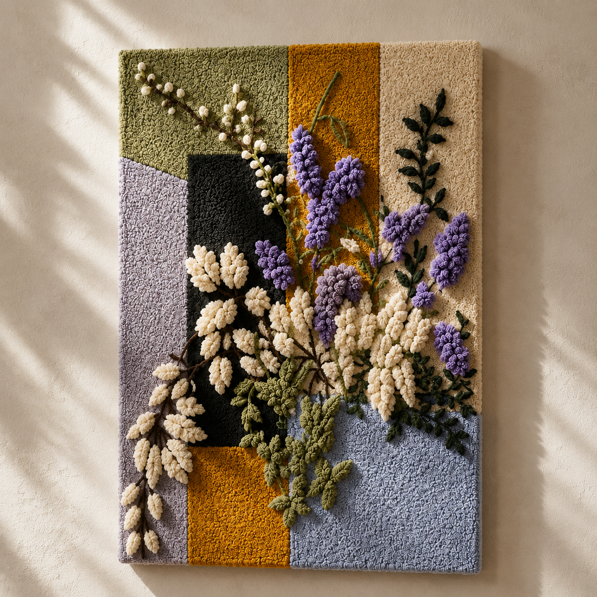Lavender still life wall art by Hewn Earth, featuring a detailed painting of lavender flowers in a natural setting.