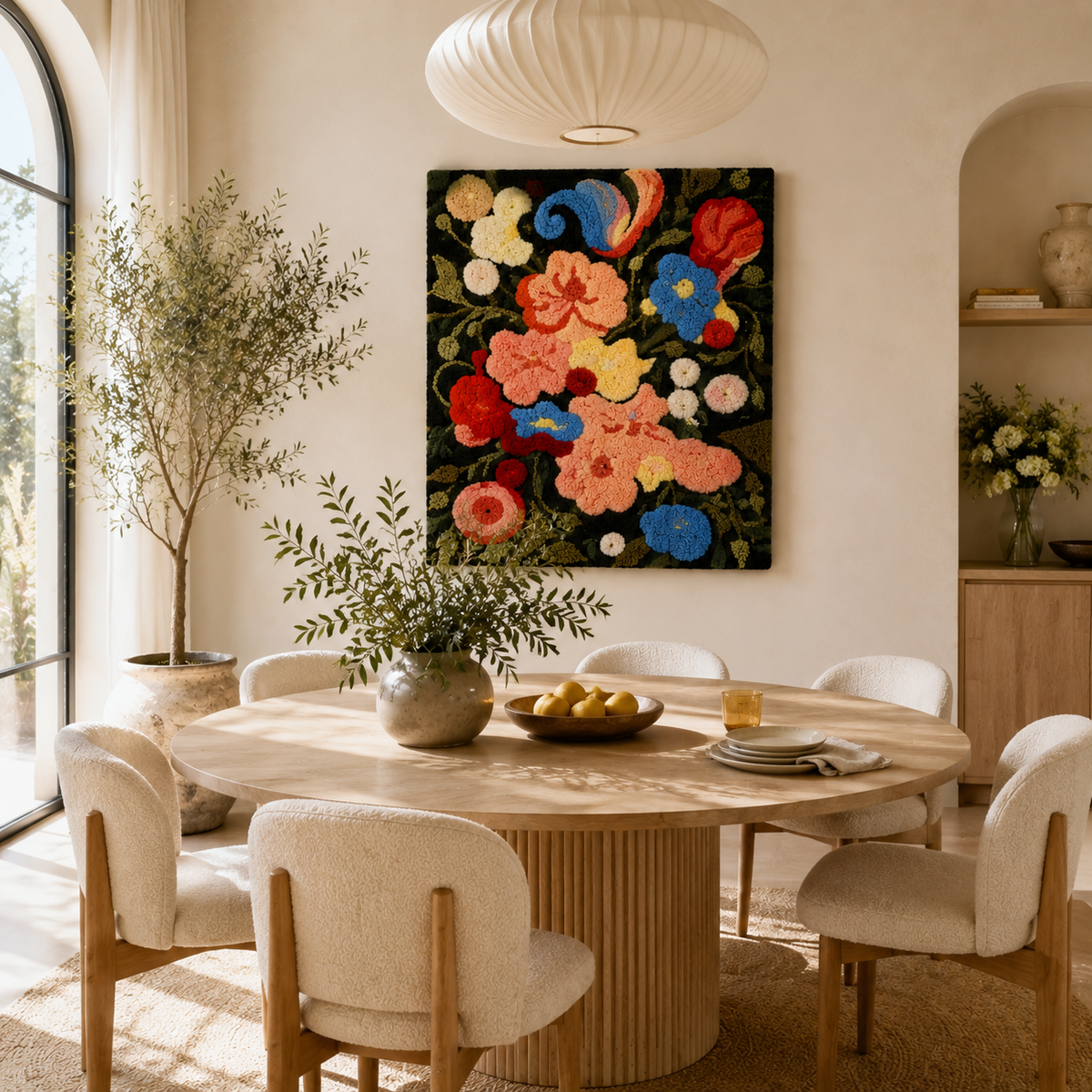 Hewn Earth Midnight Bouquet wall art featuring a vibrant floral design on a canvas or print artwork.