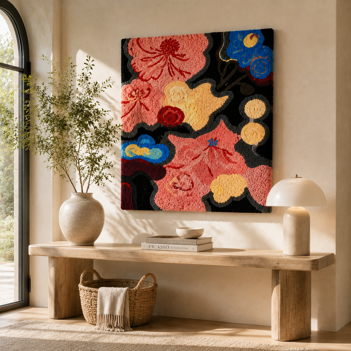 Hewn Earth Bloom Constellation wall art featuring a starry celestial design on a vibrant background, ideal for modern home decor.