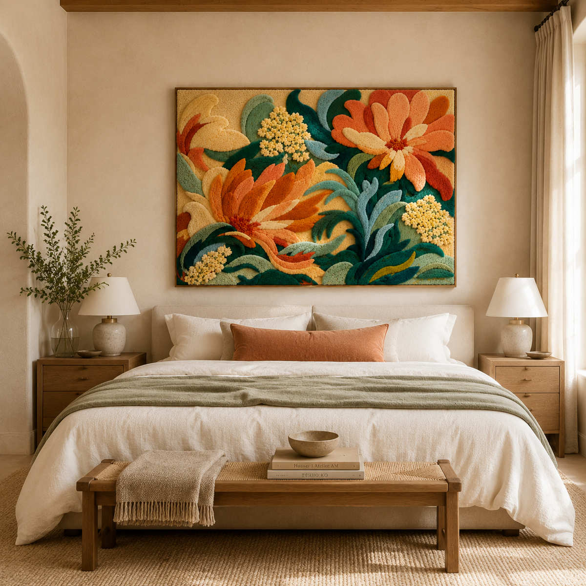 Hewn Earth Tropical Garden wall art featuring vibrant tropical plants and lush greenery in a decorative wall decor piece.