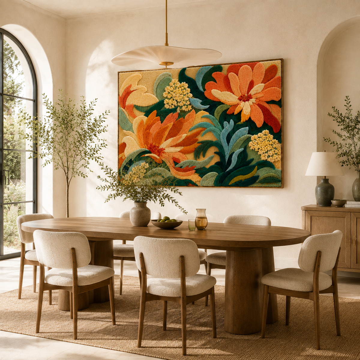 Tropical Garden wall art by Hewn Earth featuring vibrant botanical illustrations on a textured background