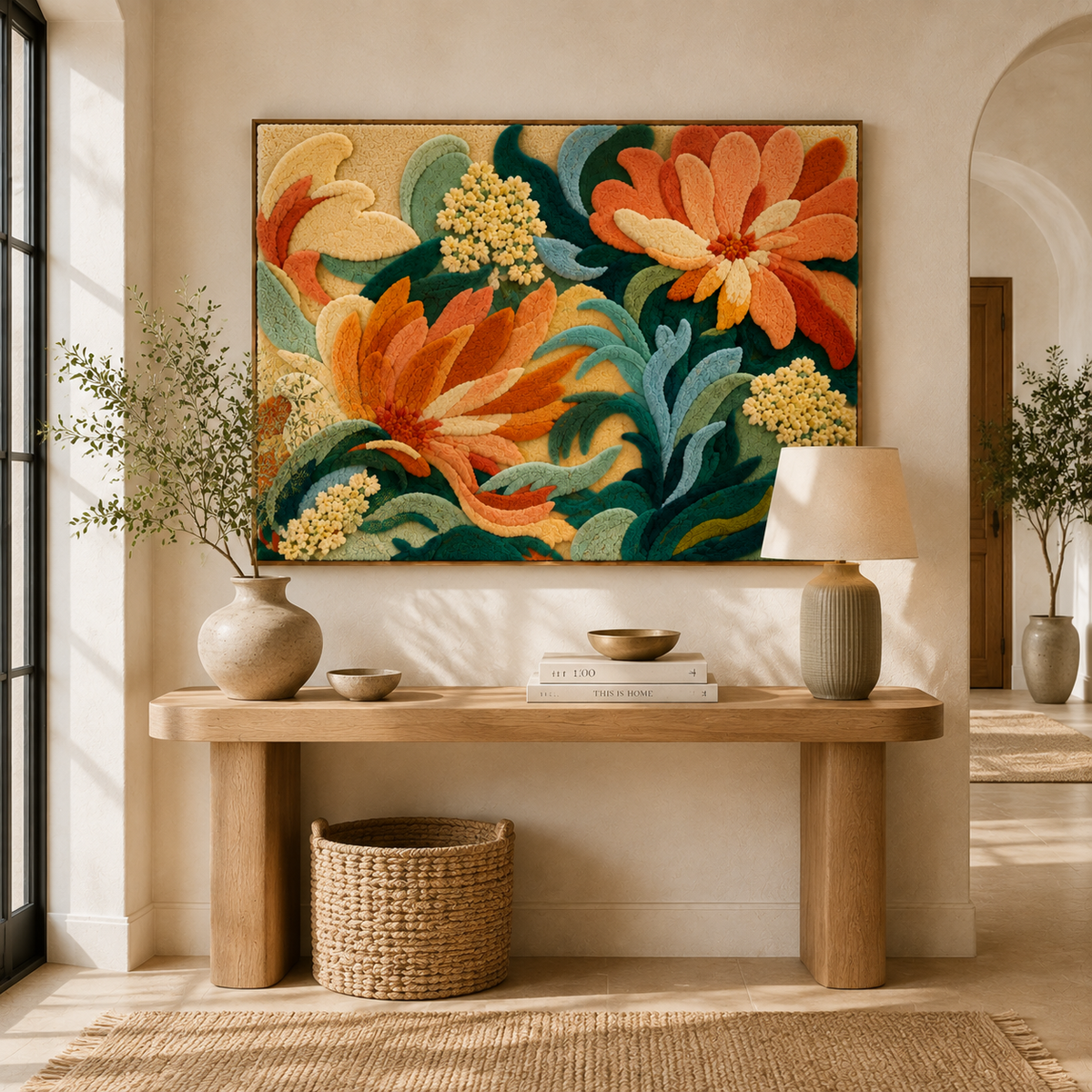 Tropical Garden wall art by Hewn Earth featuring vibrant tropical plants and lush greenery in a decorative wall decor piece.