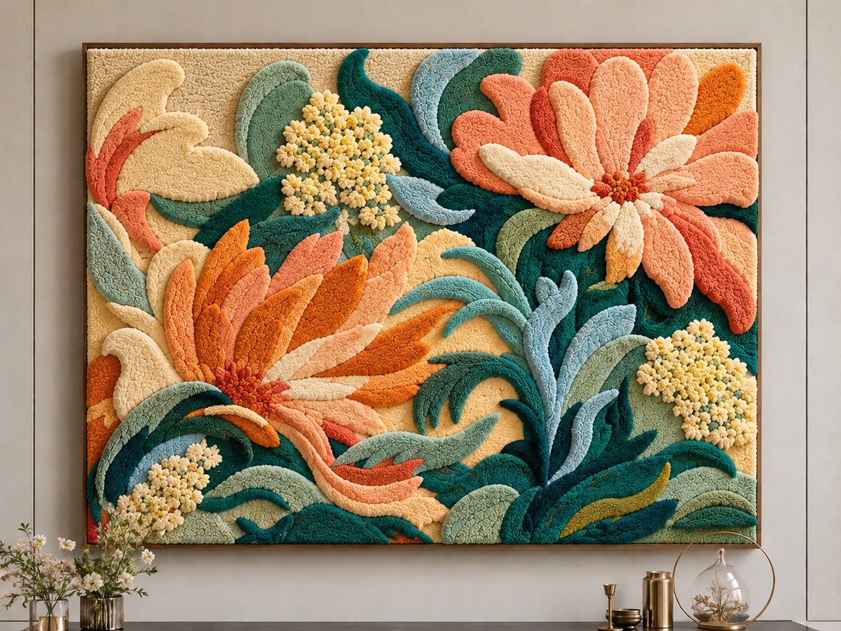 Tropical Garden wall art by Hewn Earth featuring vibrant tropical plants and lush greenery in a decorative wall piece.
