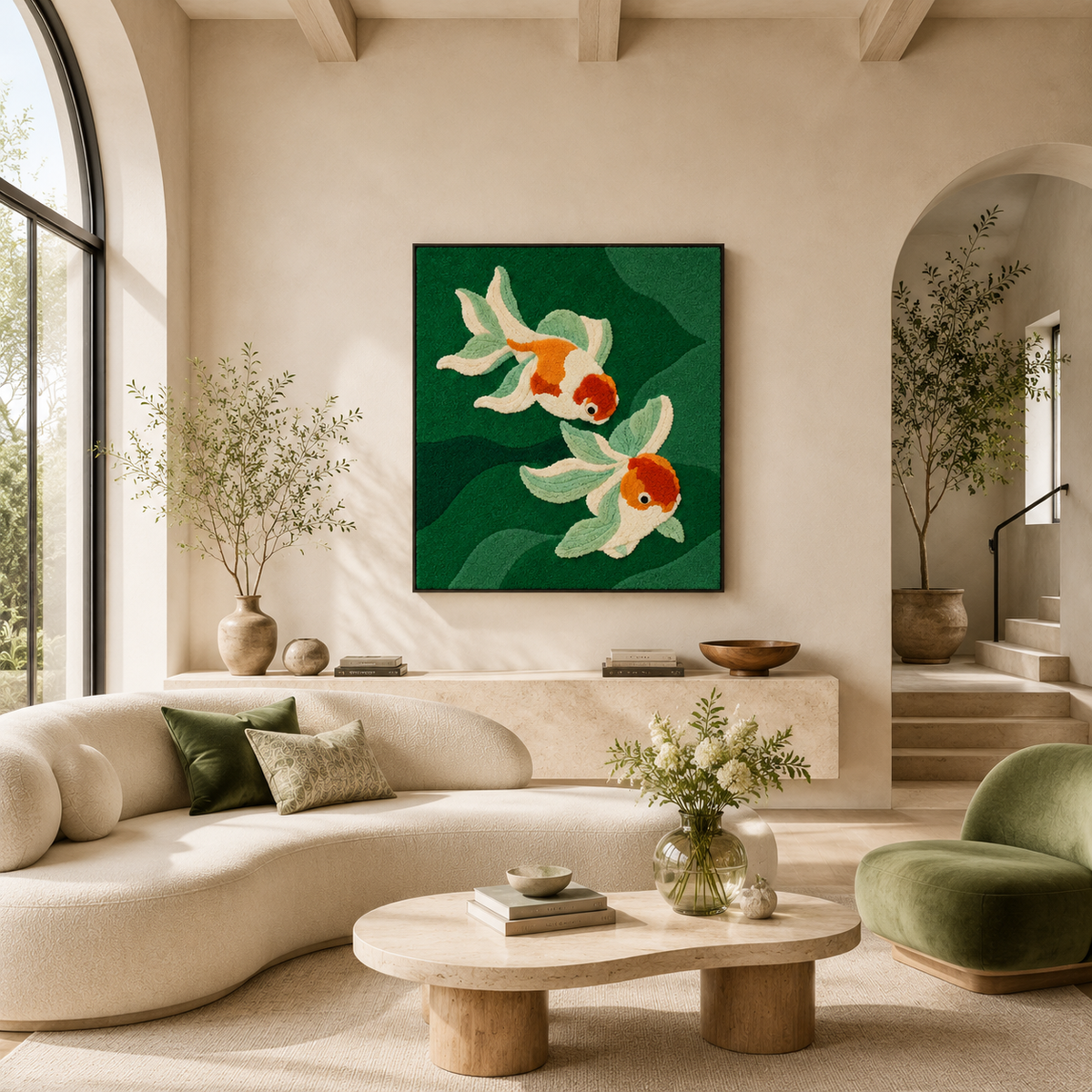 White lilies wall art by Hewn Earth featuring a delicate floral design on a white background.