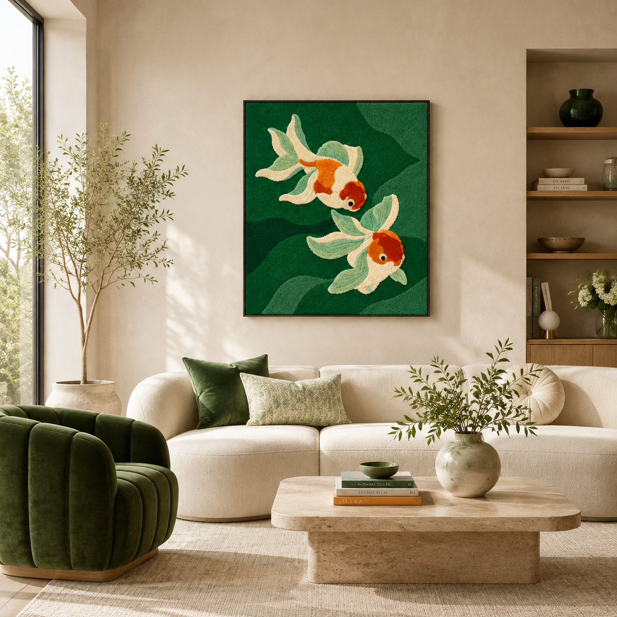 White lilies wall art by Hewn Earth featuring a detailed illustration of elegant white lilies on a neutral background.