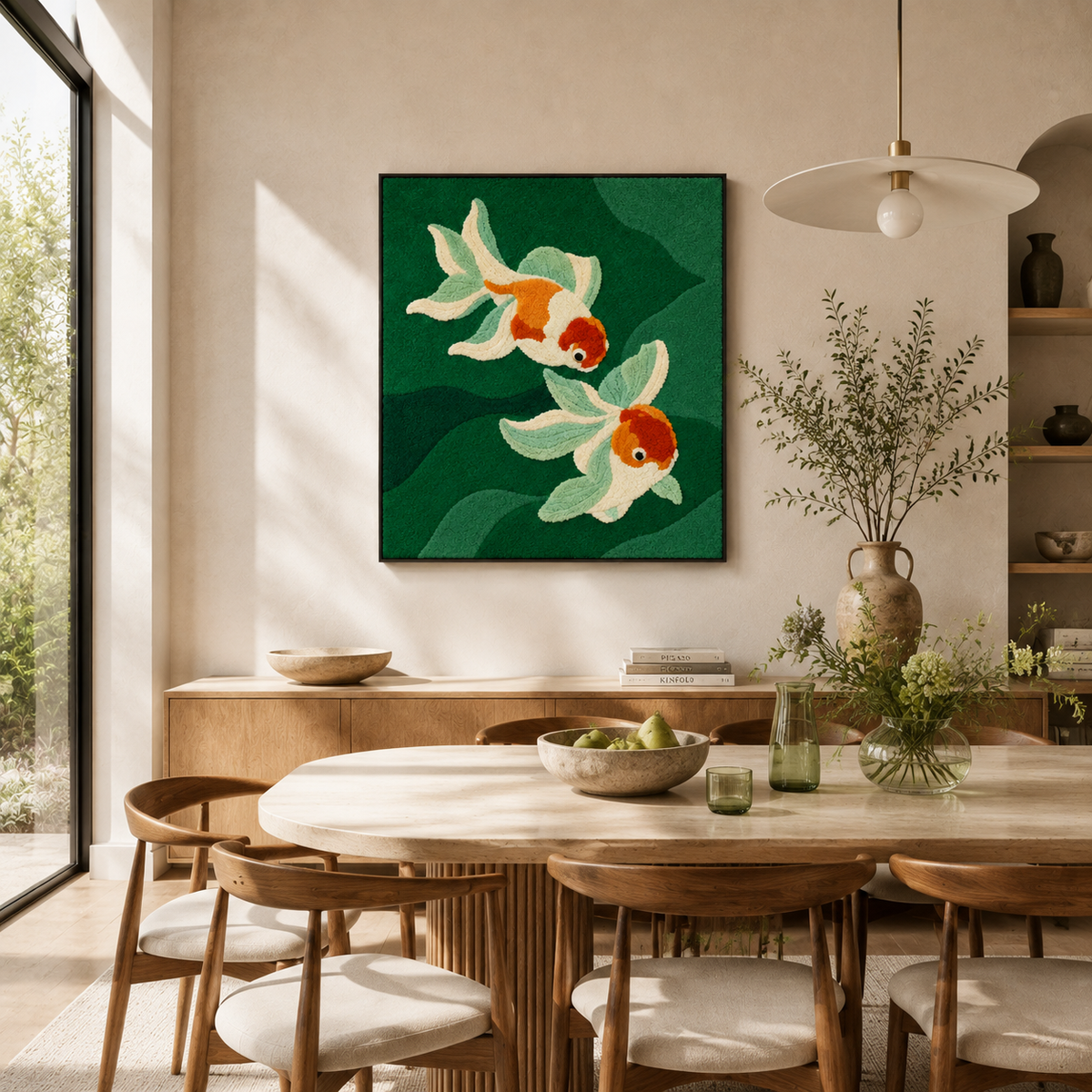 White lilies wall art by Hewn Earth featuring a detailed illustration of white lilies on a neutral background.
