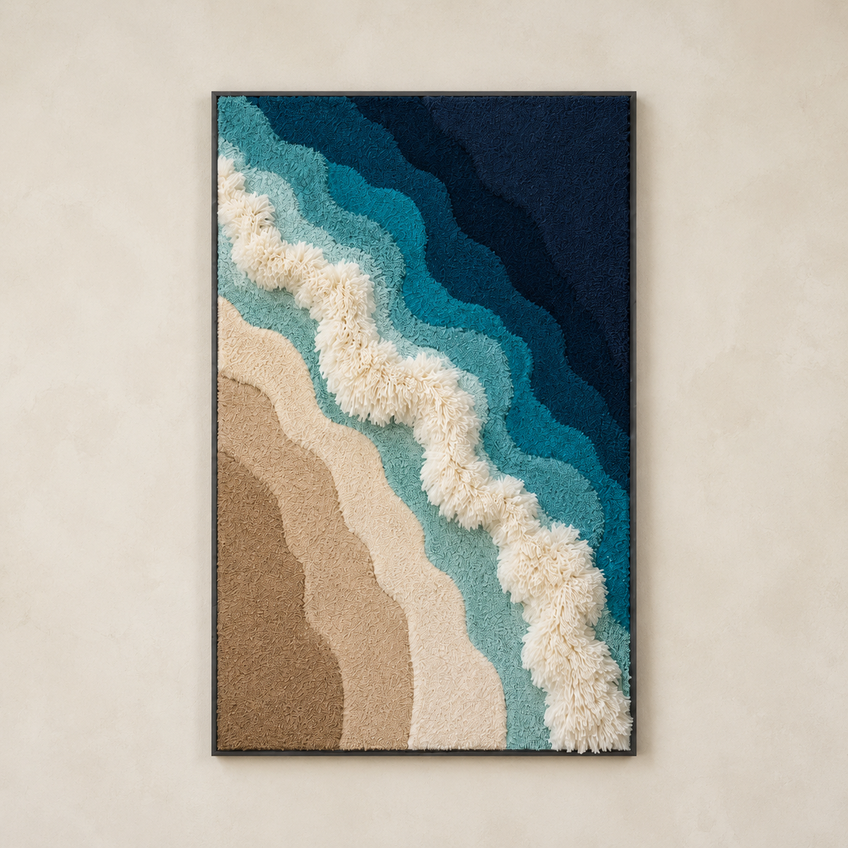 Hewn Earth Coastal Current HE-0299 wall art featuring abstract ocean-inspired design in neutral tones.