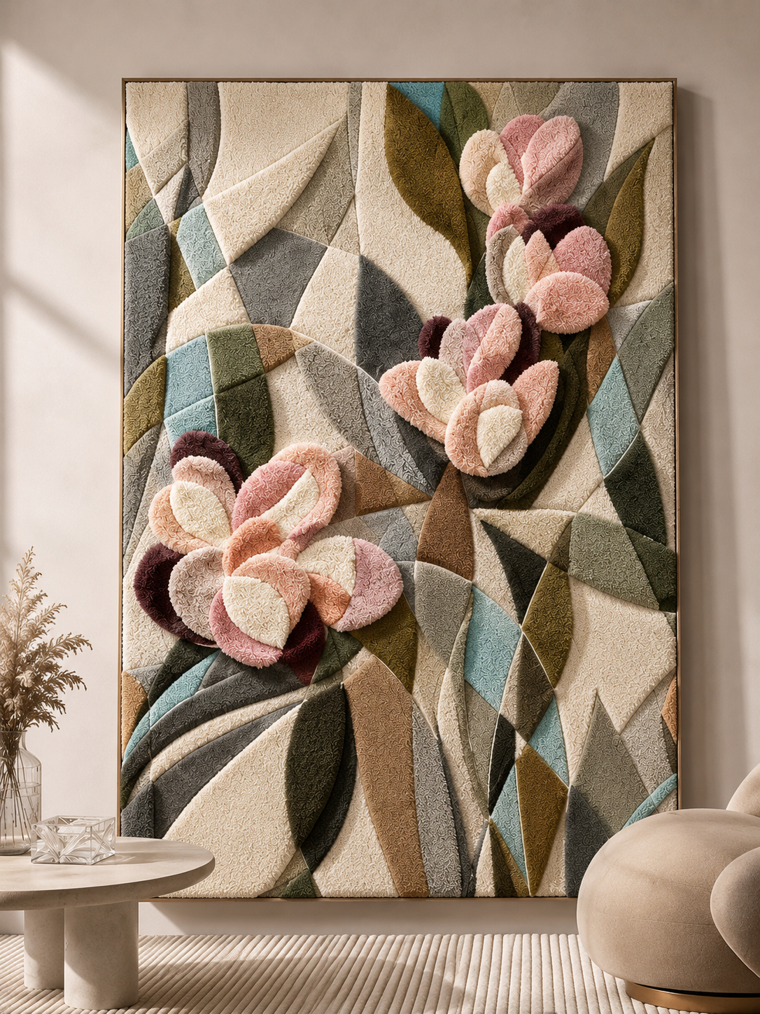 Hewn Earth Lotus Stone HE-0300 wall art featuring a textured, natural stone design suitable for modern interior decor.