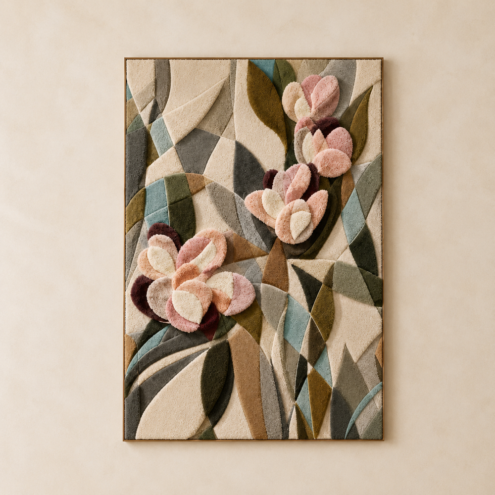Hewn Earth Lotus Stone wall art, HE-0300, featuring a textured stone design suitable for modern interior decor.