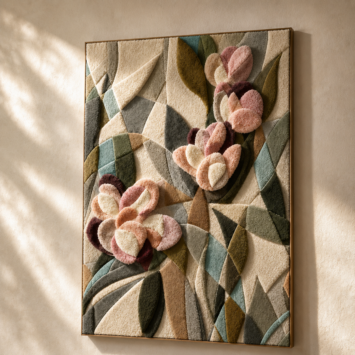 Hewn Earth Lotus Stone wall art featuring a textured, natural stone design in neutral tones for decorative interior or outdoor spaces.