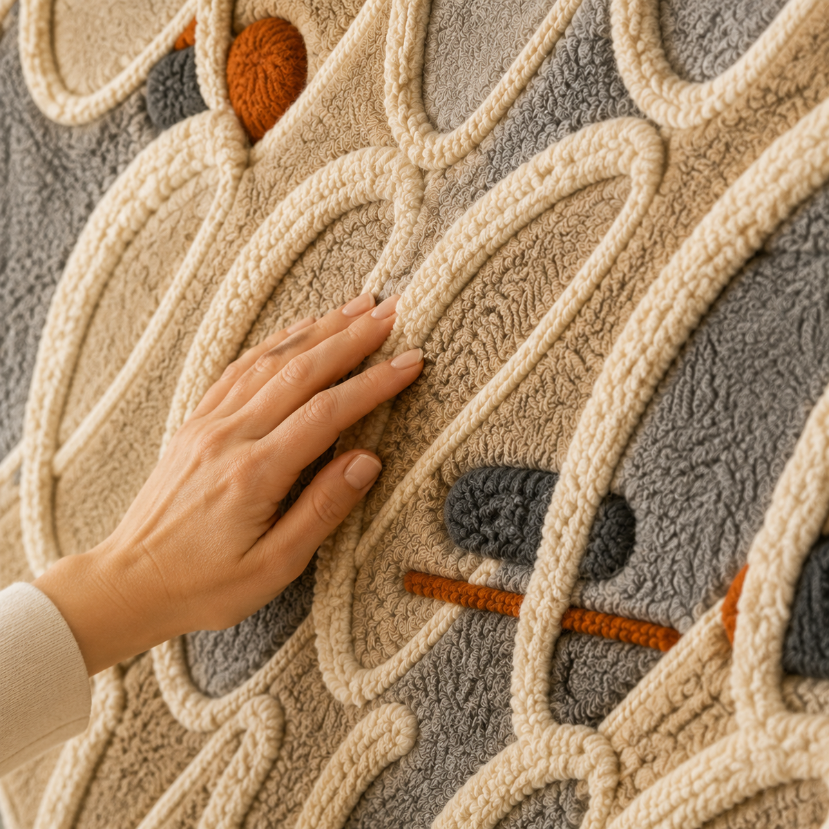 Hewn Earth Oat Current HE-0304 wall art featuring a textured, earthy-toned abstract design on a canvas.