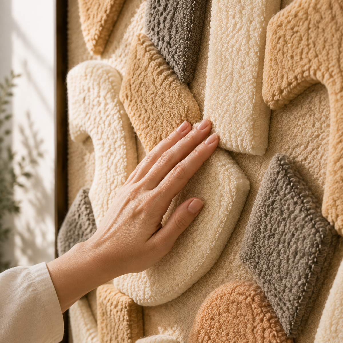 Sand patches wall art by Hewn Earth featuring textured, natural sand-colored patches on a neutral background.