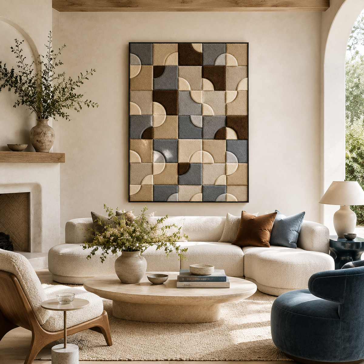 Hewn Earth Stone Blocks Wall Art featuring natural textured stone surface, modern home decor piece.