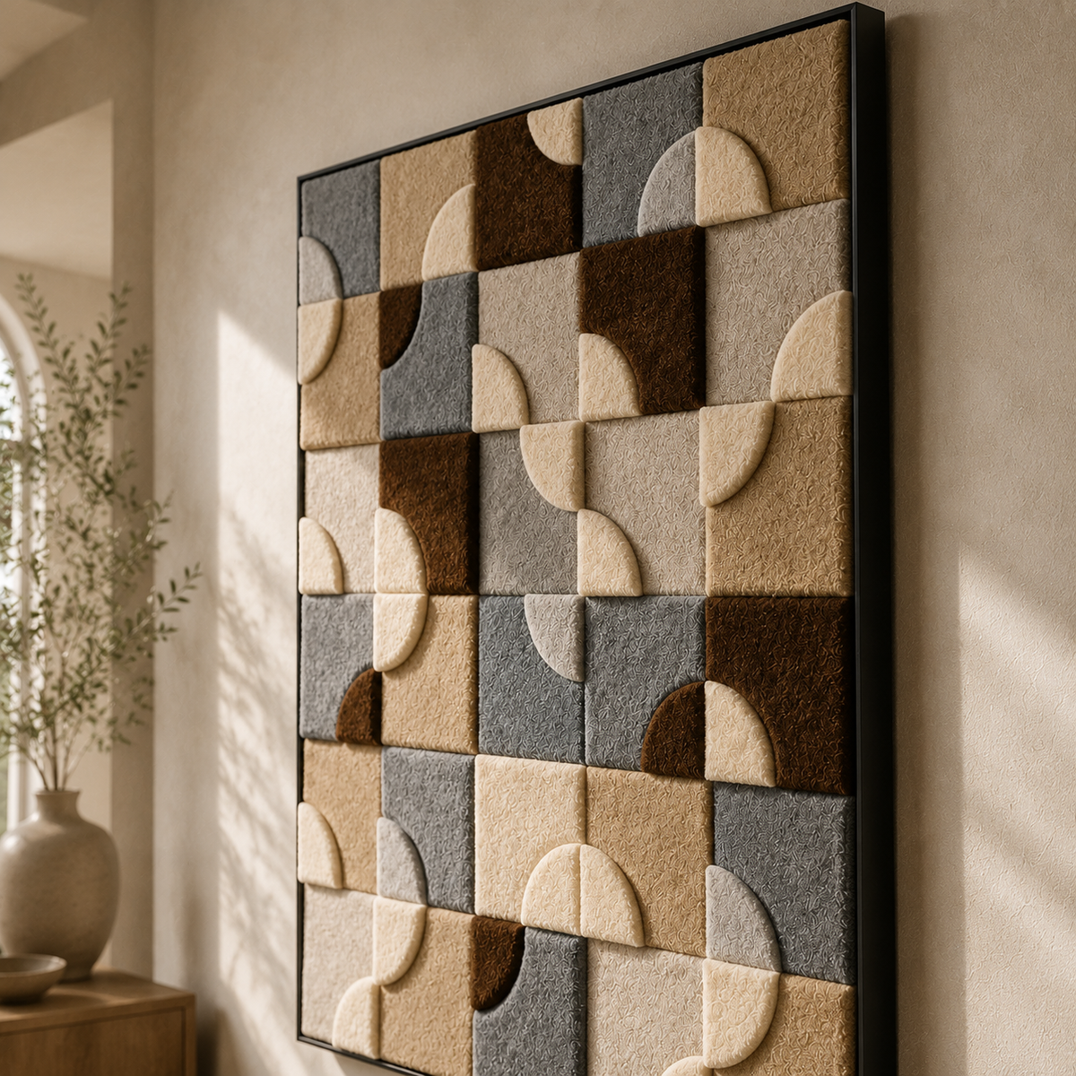 Hewn Earth Stone Blocks wall art featuring textured stone surface in neutral tones for modern home decor.
