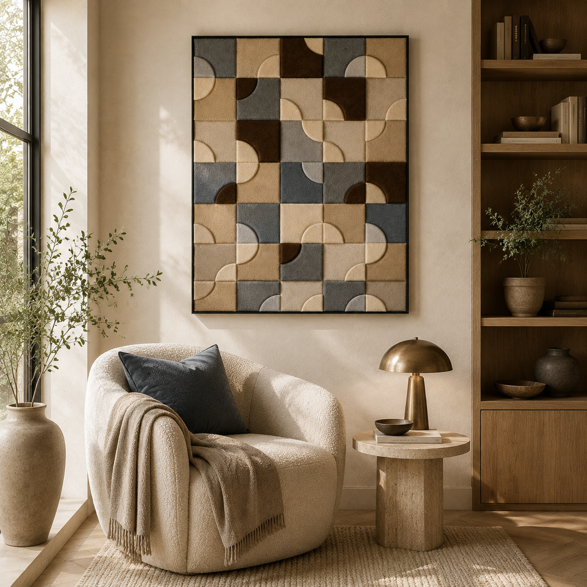 Hewn Earth stone wall art blocks, HE-0308, featuring textured natural stone pieces arranged as decorative wall decor.