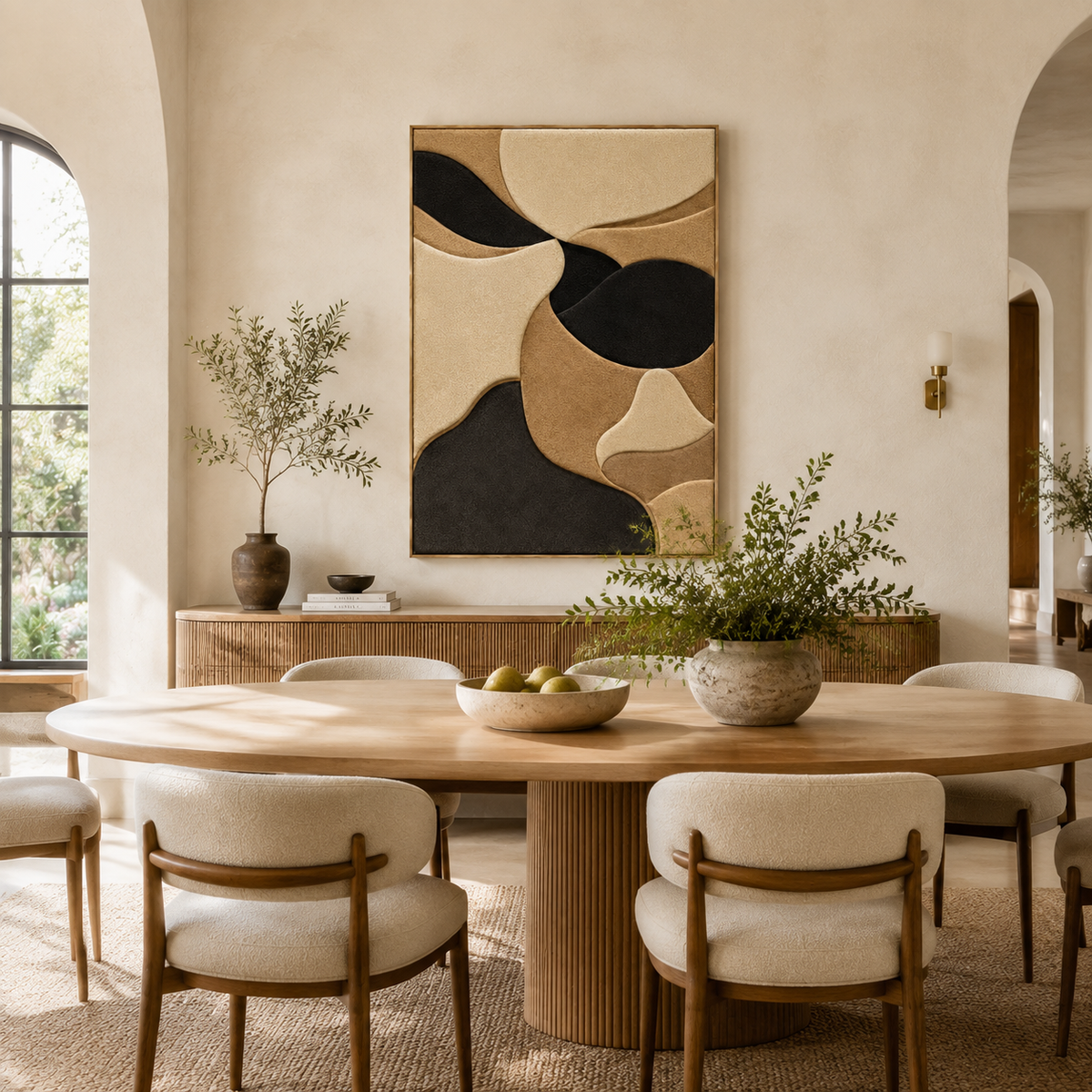 Hewn Earth Sable Dune Forms wall art featuring abstract earthy-toned textured shapes for modern home decor.