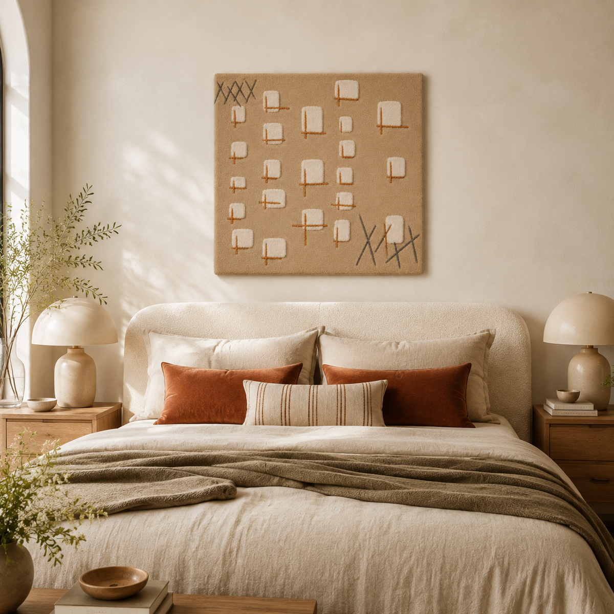 Hewn Earth Clay Marker Grid wall art piece with textured clay surface and geometric grid pattern for modern home decor.