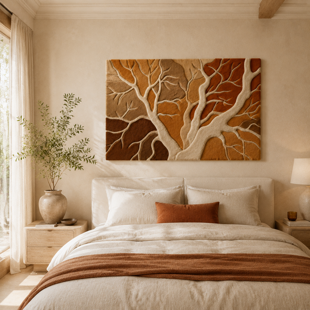 Hewn Earth Ember Root Atlas wall art featuring detailed organic root and earth patterns on a framed canvas.