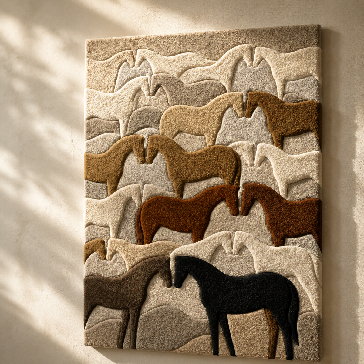 Hewn Earth Dune Herd Layers wall art featuring layered desert landscape in earthy tones, suitable for modern interior decor.