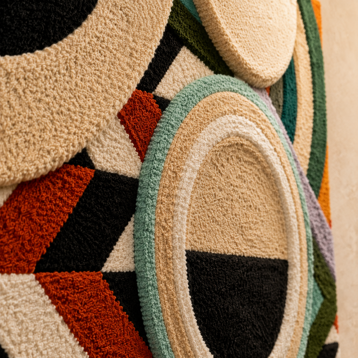 Colorful Arc Mosaic Portal wall art by Hewn Earth featuring vibrant geometric mosaic design on a flat surface.
