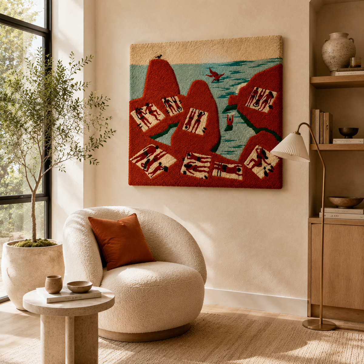 Hewn Earth Scarlet Hill Village wall art designed by Hewn Earth, featuring a detailed scenic illustration for home decor.
